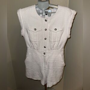 Express Boucle Tweed Sleeveless Utility Romper